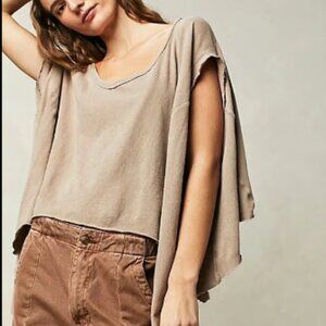 WE THE FREE PEOPLE FREE ANGEL SOLID BUNNY BROWN TAN TAPERED TUNIC TOP NEW L